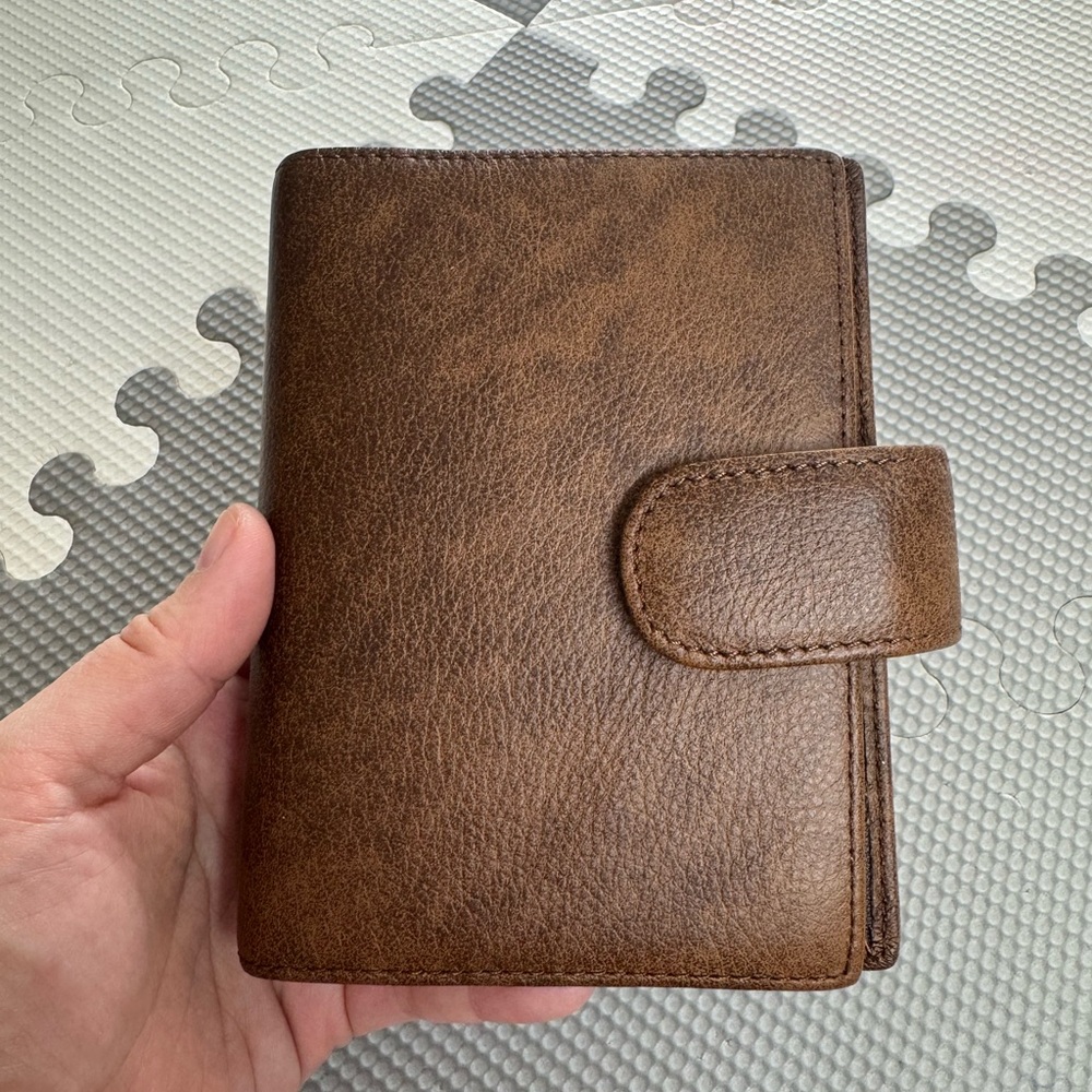 A7 Pocket Size Brown Leather Snap Planner